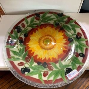 Host Pick (WOW) RARE Vintage Beautiful “Tuscany” Peggy Karr Glass Plate Art